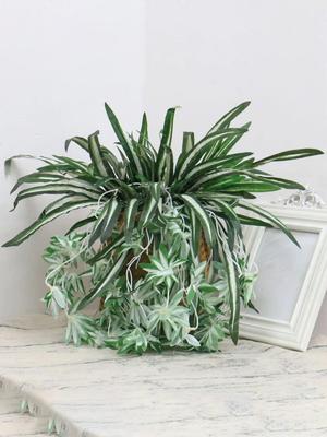 2Pcs Artificial Plants 60cm 5 Heads Wall Hanging Chlorophytum Green Plants Fake Flower Simulation Leaves Home Garden Decor
