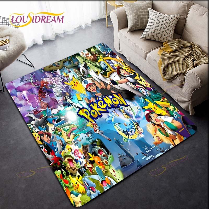 Anime Pokemon Pikachu Rug for Kitchen Doormat Bedroom Carpets for Living Room Laundry Bathroom Non-slip Floor Mat