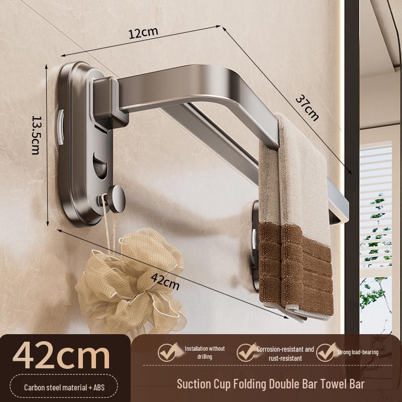Vier-Saugnapf-Stanzfreier Wandmontage-Klappbarer Badezimmer-Handtuchhalter & Ablage