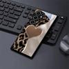 Coque de téléphone en verre motif léopard en forme de cœur adaptée pour Samsung pour galaxy S26 S25 S24 S23 S21 S20 FE Ultra Plus 5G anti chute