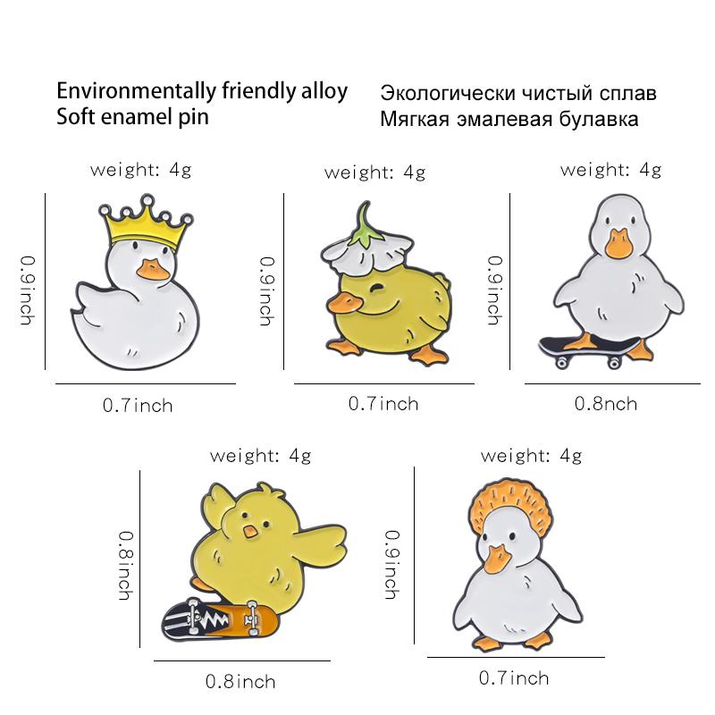 Liebevoller Tier Emaille Pin Custom Unartig Skate Gans Ente Huhn Brosche Tasche Revers Pin Cartoon Lustige Anstecknadel Schmuck Geschenk für Kind