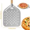 Pala per pizza da 12 pollici, pala per pizza con manico in legno, antiaderente, perforata, leggera, strumento per la cottura della pizza