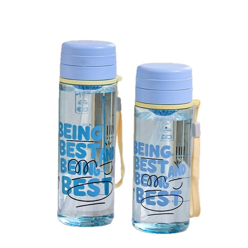 Water Bottle New Water Cup for Male and Female Students Food Grade Plastic High Temperature Resistant Graduated Cup Simple Drop-proof Portable Filter