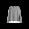 Damen Rundhals Casual Sweatshirt mit gespleißtem Saum