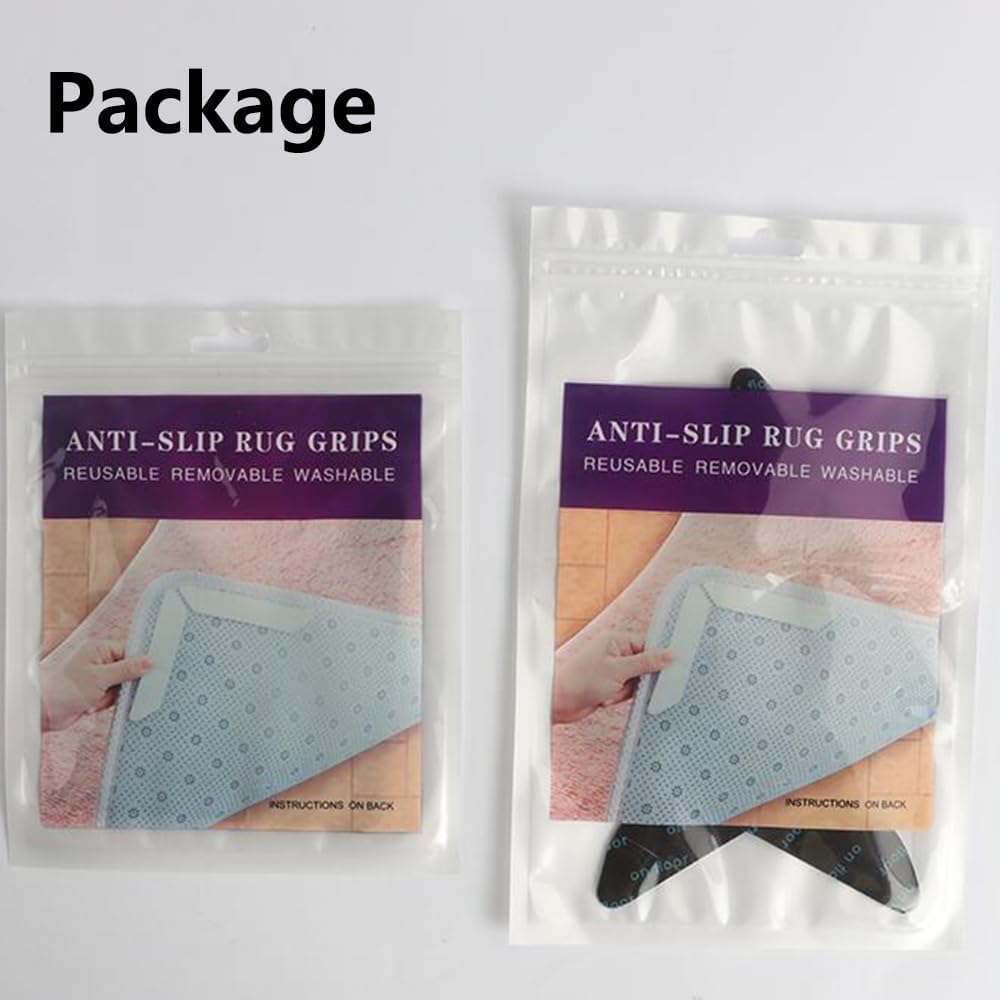 Rug Carpet Non Slip Grippers for Floors, Reusable and Washable Double Sided Carpet Tape Pads Removable, Strong Adhesive Grippers for Area Rugs, Keep