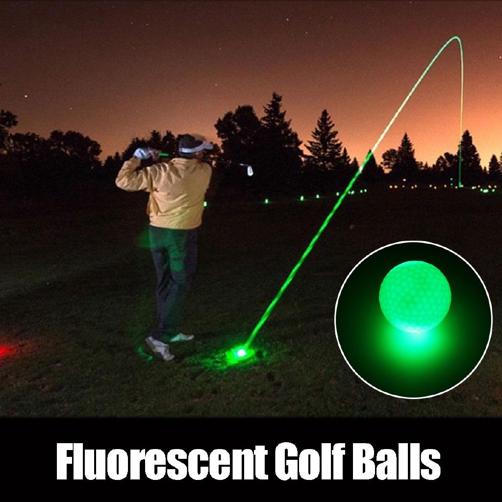 6Pcs LED Golf Balls Glow In Dark Night Golfing Luminous Fluorescent Golf Ball Light Up Golf Balls