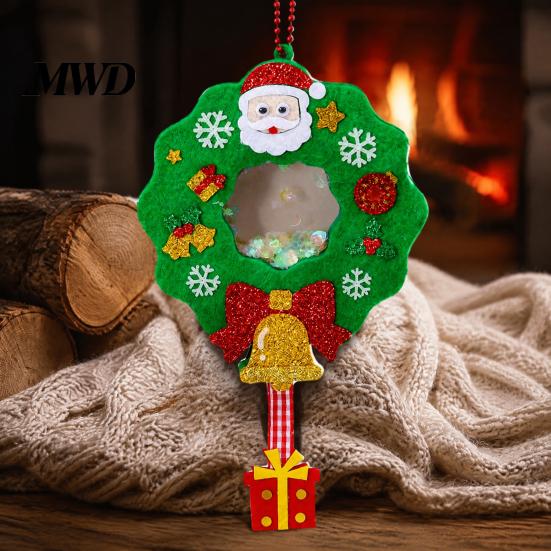 Safe Odorless Crafting Kits for Toddlers Christmas Shaker Ornament DIY Kit Kids, Santa Snowman Reindeer Felt Personalized Eve Gifts Craft Set, Glitter