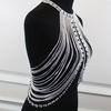 Multi Layers Shiny White Zircon Tassel Neck Chest Chain Sexy Body Chain Jewelry Decoration