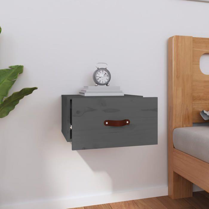 Table de chevet murale - Maison Exclusive - Gris - Pin massif - 40 x 29,5 x 22 cm