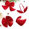 1PC Red Fireplace Bows with Glitter Surface Wreath Hanging Pendants Home Big Christmas Cloth Bows Ornaments Party 3 Sizes