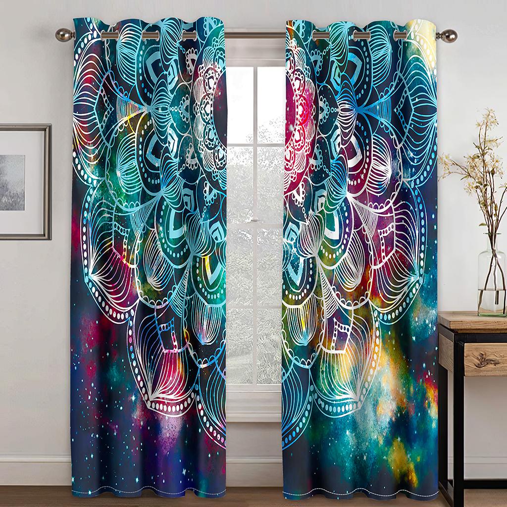 3D Muster Druck Günstig Buddhistisch Zen Böhmisch Design Dünne Fenstervorhänge Für Wohnraum Schlafzimmer Raum Fensterbehang Dekor 100W130H(CM)40x51in&Grommet Top