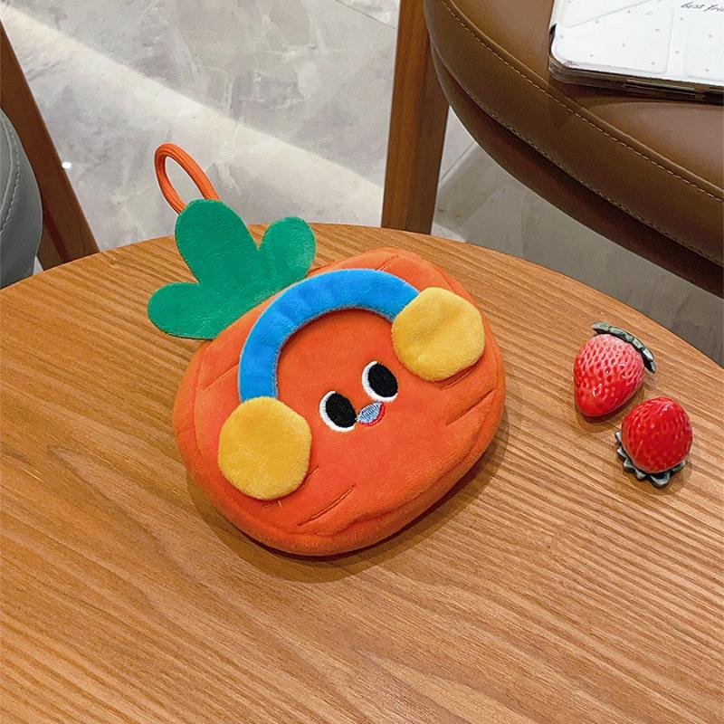 Cute Cartoon Fruit Strawberry Plush Coin Wallet Kawaii Data Cable Jewelry Key Bag Wallet Pendant Portable Accessory Storage Bag