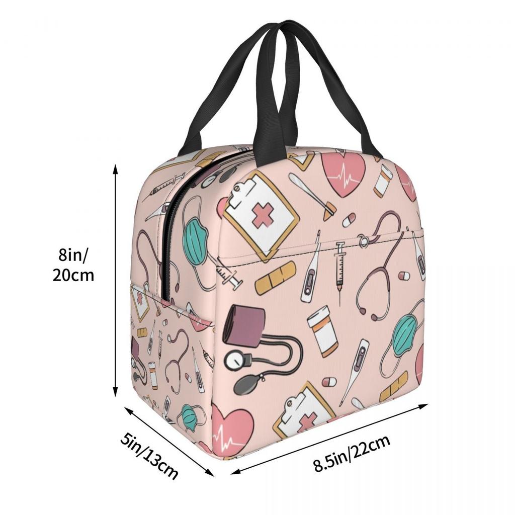 Custom Pink Doctor Nurse Insulated Lunch Bag for School Office Enfermera En Apuros Portable Cooler Thermal Lunch Box Women