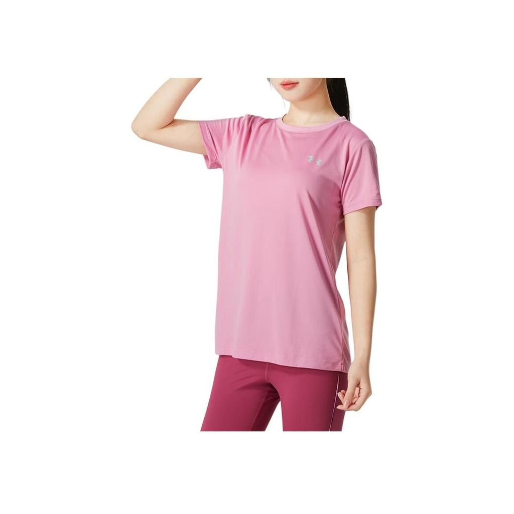 Under Armour Solid Color Breathable Round Neck Raglan Sleeve Short Sleeve T-Shirt Women Tops Bright-Pink 1277207-680