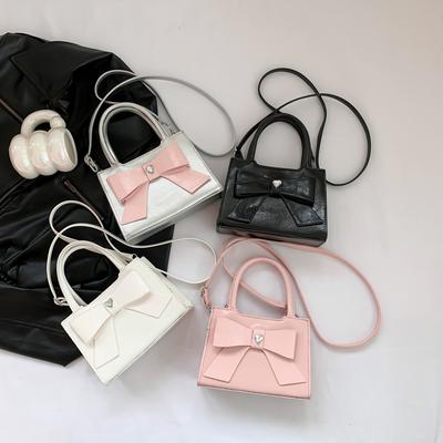 Small Fresh Women'S Bag Fashionable Oblique Shoulder Bag Bow Portable Small Square Bag