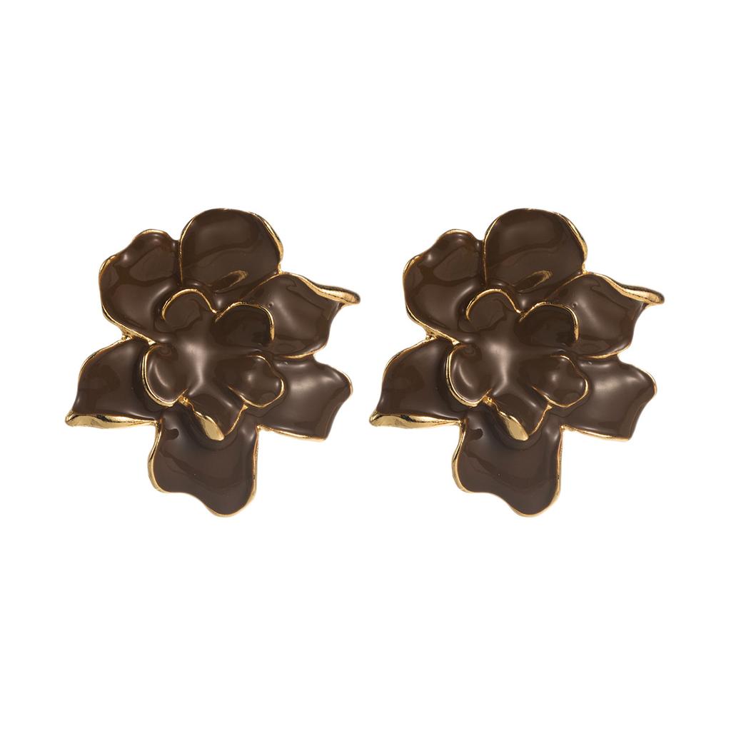 Cross Border Trendy Exaggerated Layered Style Oil Drip 3D Flower Earrings Vintage Hong Kong Style Ear Studs For Women
