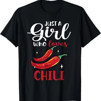 T-shirt Rouge Poivron Pimenté Chaud pour Femme Juste Une Fille Qui Aime le Piment