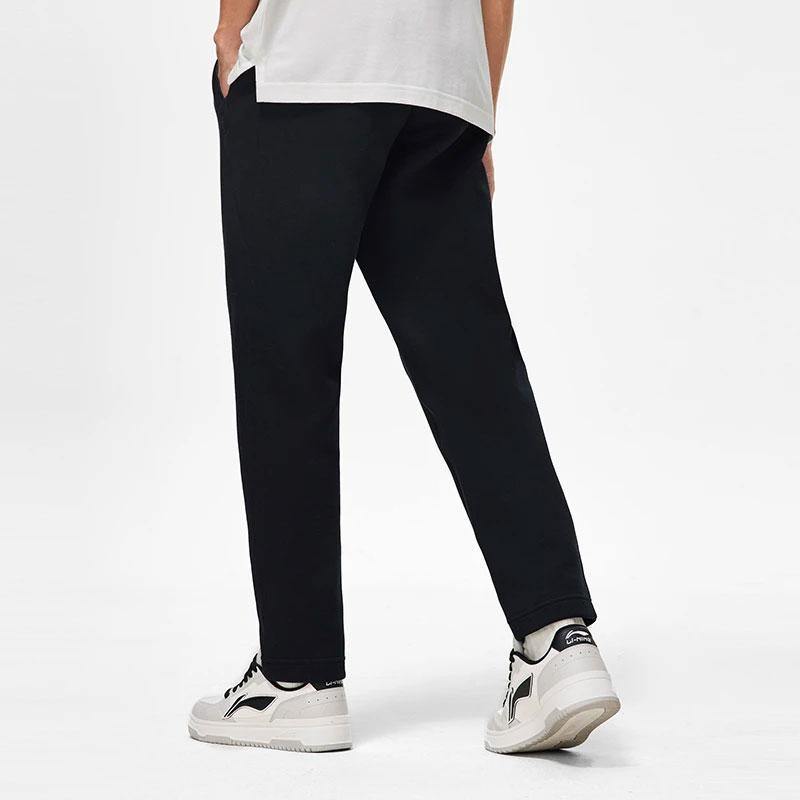 Li Ning Sports Lifestyle Series Solid Color Straight Leg Knitted Sports Pants Men Bottoms Black AKLT749-2