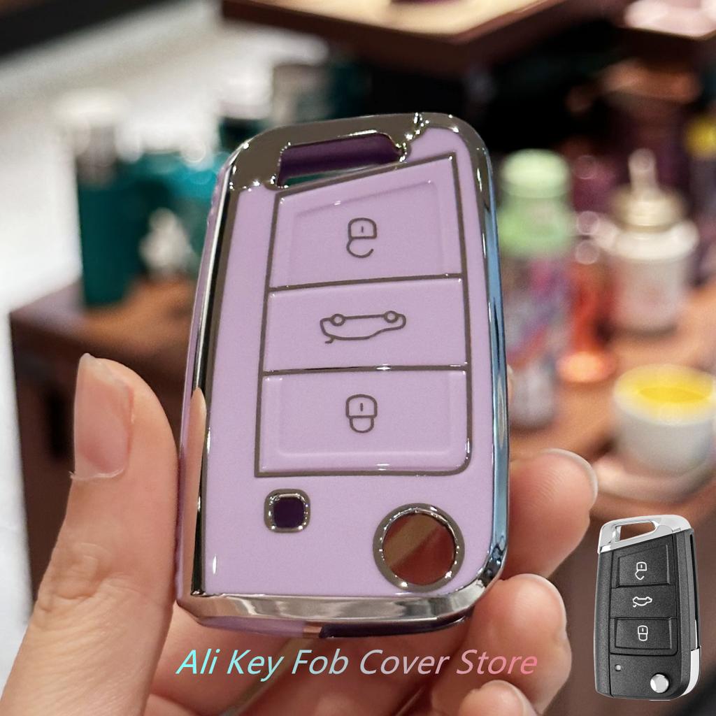 Car Key Case Cover Keychain For VW Golf 7 Tiguan SEAT Ateca Leon Ibiza Skoda Octavia Fob Shell Accessories