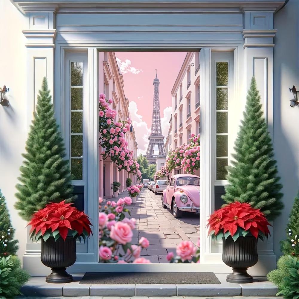 3D Visual Space Art Doorway Banner - Party Celebration Polyester Door Curtain Flag Decoration