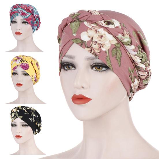 Chic Foulard Turban Fleuri Élastique pour Femme Casquette pour Perte de Cheveux due au Cancer et à la Chimiothérapie