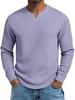 Herren Plus Size Waffel Karomuster Slim Fit Langarm V-Ausschnitt Lässiges T-Shirt