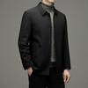 FJSSLHXK Collared Down Business Single Suitable for Senior Men's Jacket, Outerwear, Fold-Over Collar, Button, Men, Commuting, Autumn/Winter, Black,