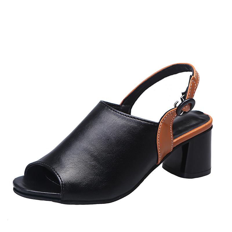 Fashion Women Large Size Sandals Fish Mouth Mixed Colors Slippers Elegant Buckle High Heels Chunky Heel Party Shoes Sandalias De Mujer