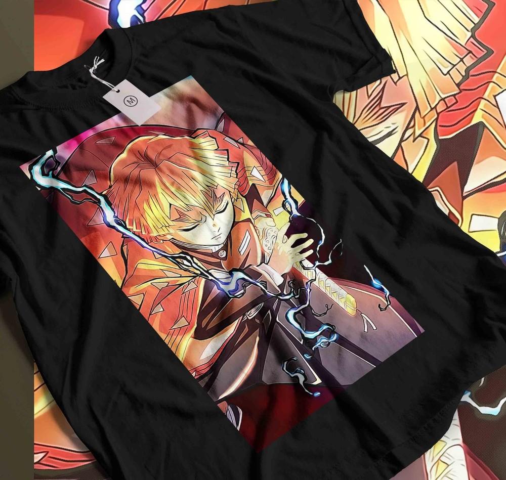 

Agatsuma Zenitsu T-Shirt Demon Slayer Kimetsu No Yaiba Movie Halloween shirt 564 2XL