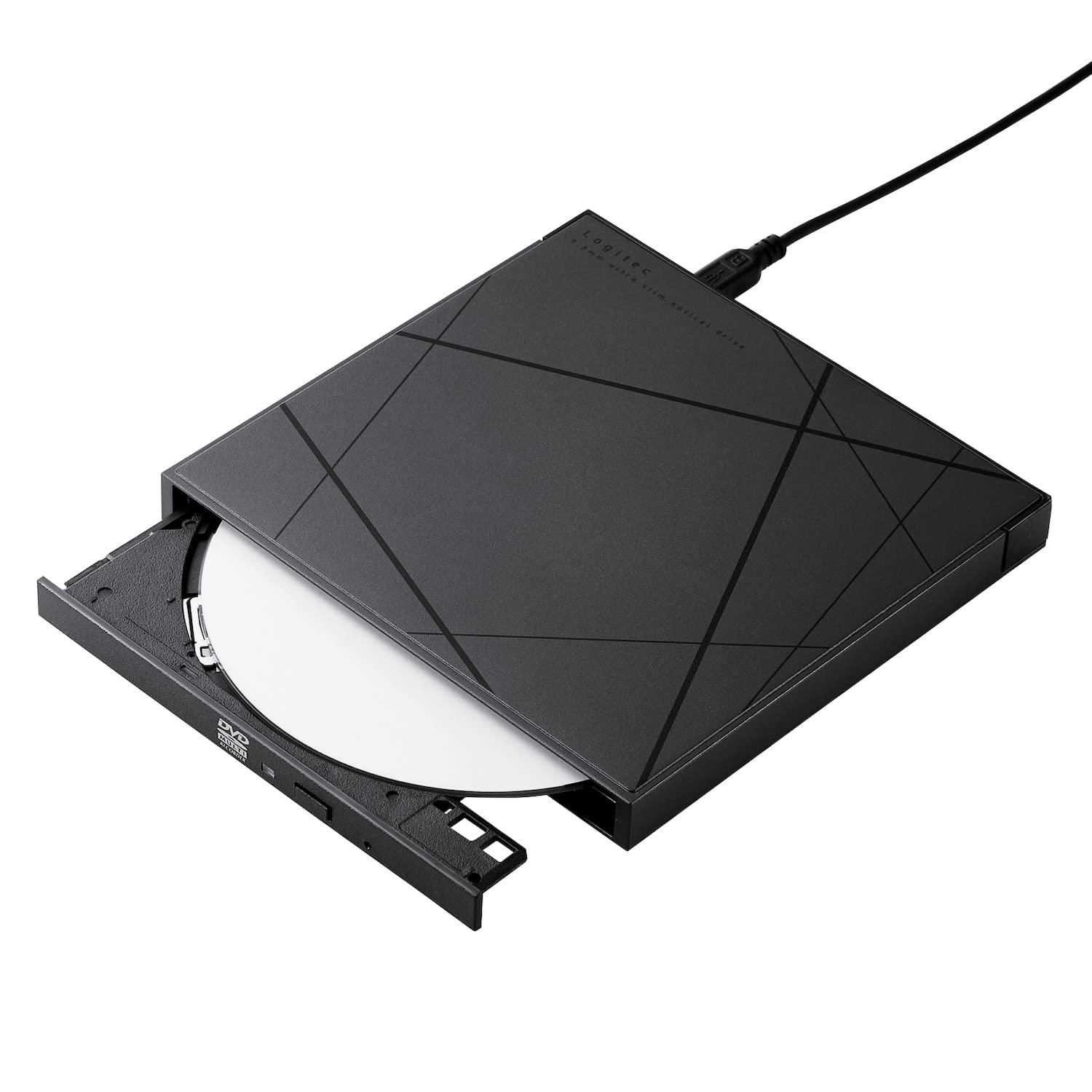 

Logitec External Portable DVD Drive USB with Video Playback Data Burning Software Black Design Model 2.0 & Windows/Mac LDR-PWB8U2LBD/E