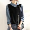 Autumn Fashion Age-reducing Splicing Fake Two-piece Temperament Shirt Women's 1116 New Age-reducing Long-sleeved Lapel Slim Shirt