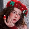 Christmas Atmosphere Red Woolen Beret Women Warm Holiday Decoration Headgear Cute Accessories To Wear
