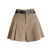 Damen Cordshorts mit hohem Bund, Falten und A-Linien-Schnitt - Herbst-/Wintermode 2023, Weitbeiniger Stil