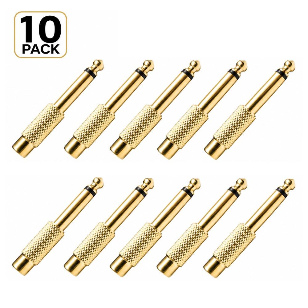 10Pcs Mono TS Plug Design 1/4  Mono TS Male Connector