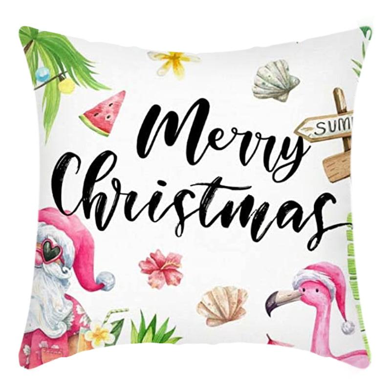 

Linen Short Plush Christmas Cross-white Bear Territory Elk Pillowcase 45*45cm