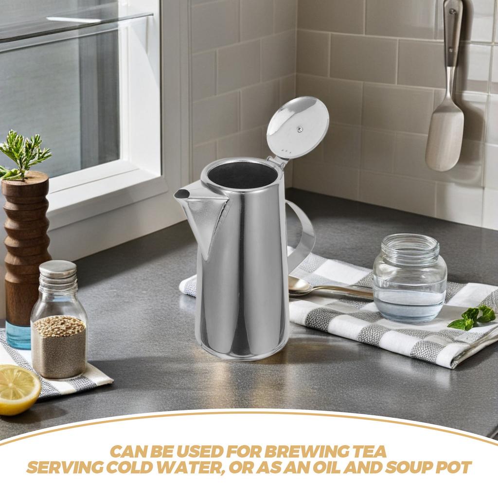 1.5L Stainless Steel Cold Water Jug Kitchen Pitcher Ergonomic Handle Drip-Free Spout Multipurpose Beverage Pot for Home and