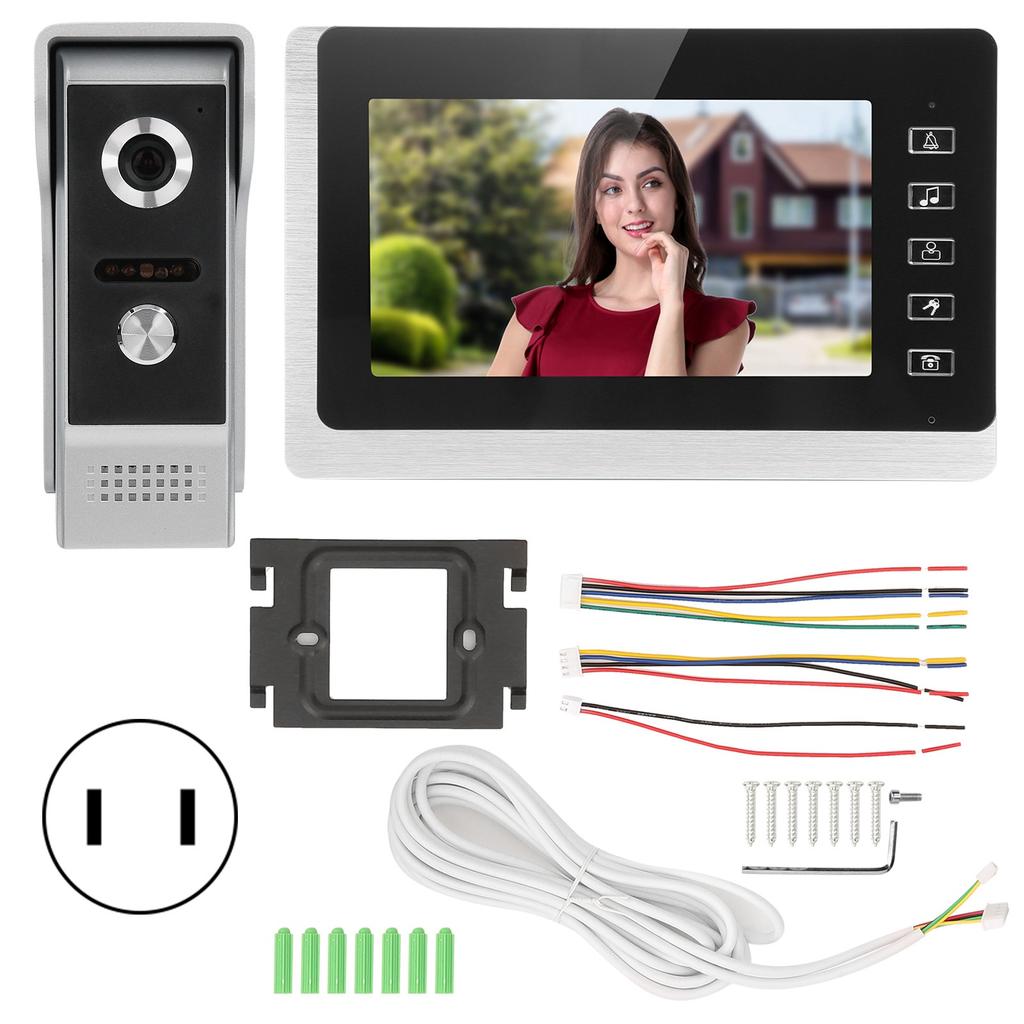 7in TFT LCD Wired Video Doorbell 2 Way Night Vision Waterproof Home Security Systerm