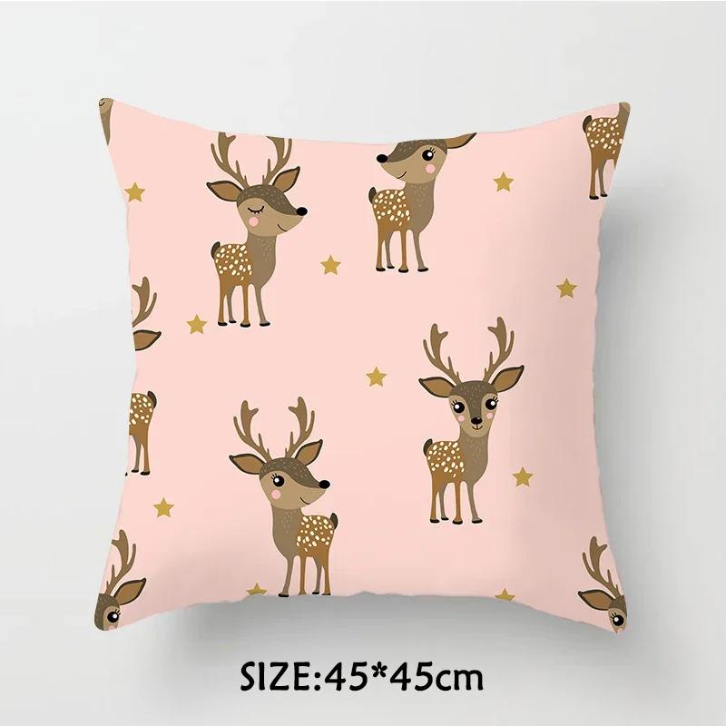 Christmas Pillowcase  Tree Santa Claus Elk Cushion Cover Merry  Home Happy New Year Gift