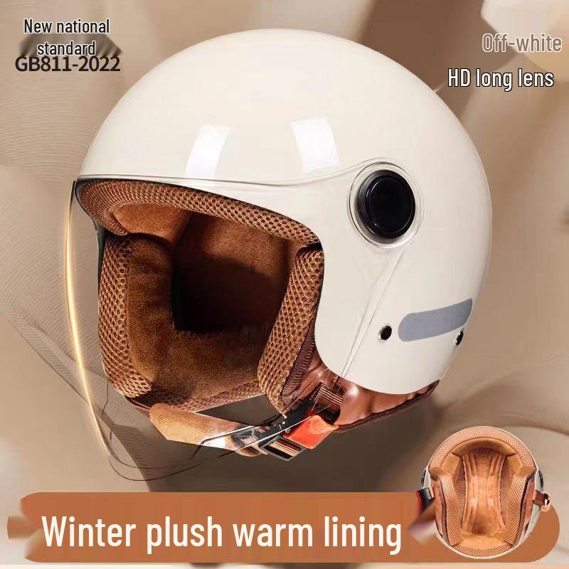 3C Certified Women s Electric Vehicle Helmet, Winter Motorcycle Half Helmet, Anti-Fog, Warm, Safety National 3C Certified