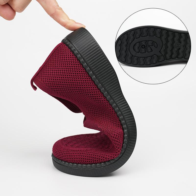Women's Cloth Shoes Mesh Shallow Shoes Non-slip Wear-resistant Middle-aged and Elderly Shoes Elastic Walking Shoes for The Elderly