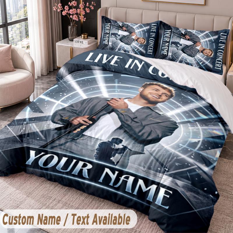 Custom Name Text 3Pcs Bedding Set Alex Warren Duvet Cover And Two Pillowcases