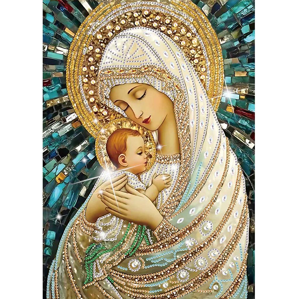 Jungfrau Maria Teilweise DIY 5D Speziell geformter Bohrer Diamantmalerei Edelstein Kunst für Erwachsene/Anfänger Geschenkidee Heimwanddekoration 30x40cm