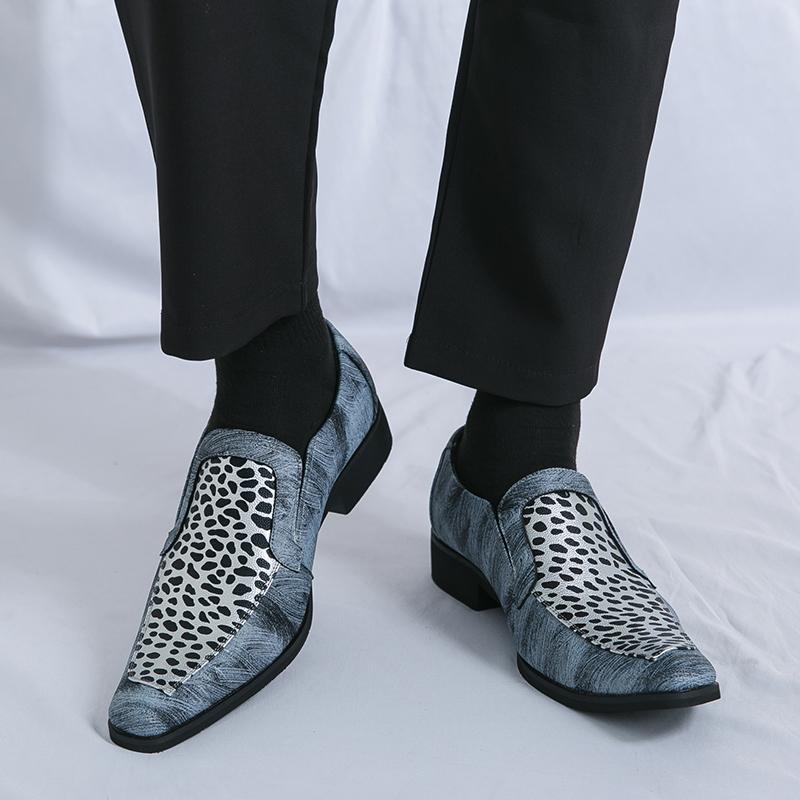 Fashion Designer Brand Men's Banquet Dress Shoes Formal Occasions Men's Business Shoes Suit Office Versatile Fashion Blue Loafers