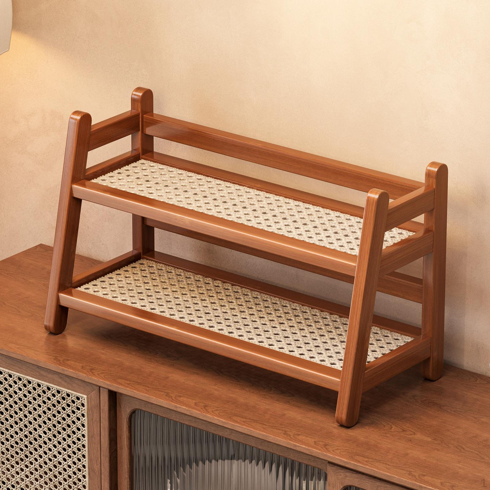 

Cup Holder Display Stand 2 Tier Storage Unit for Office And Home Brown