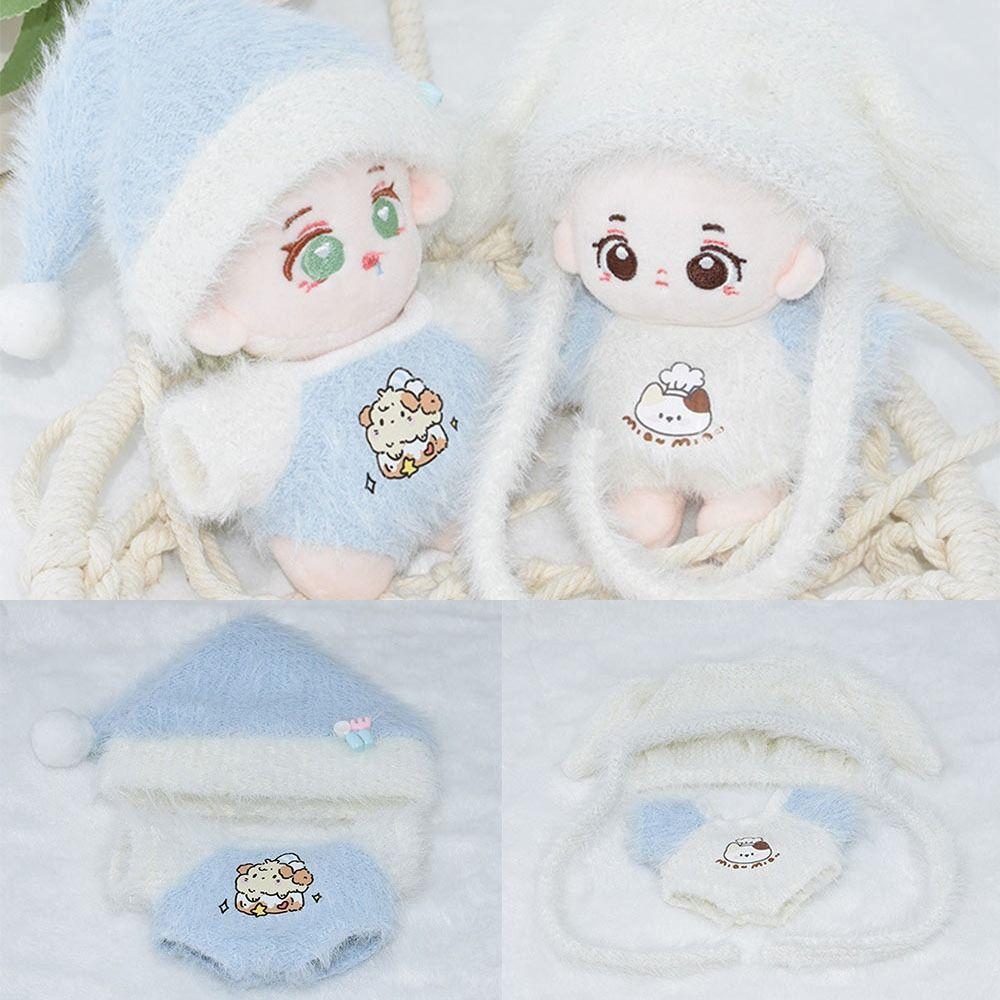 10cm Miniature Cap Pajamas Blue White Replacement Outfit Toy Doll Clothes  Cotton Stuffed Doll