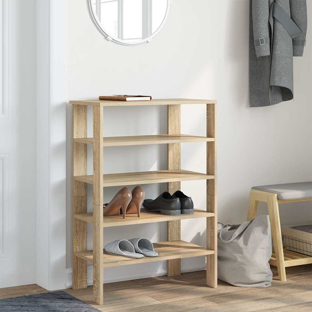Shoe Rack In Sonoma Oak Finish 61 X 32 X 87.5 Cm Engineered Wood