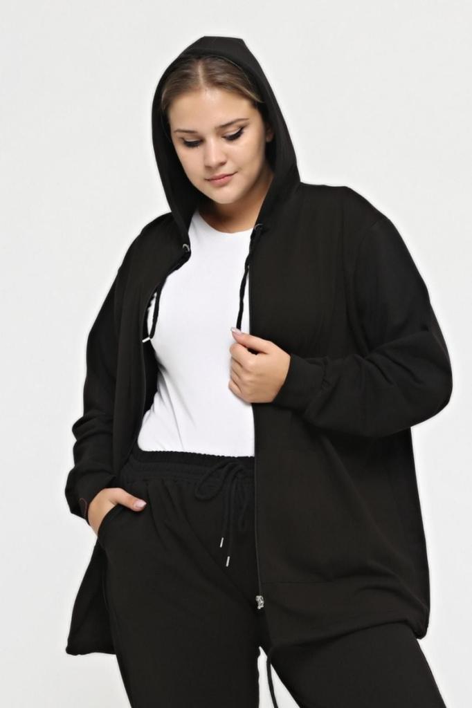 Damenstil Übergröße Sweatshirt Große Größe Kapuzen-Reißverschluss-Modell 2 Taschen Lang Grün Sport & Freizeit Sweatshirt Grün