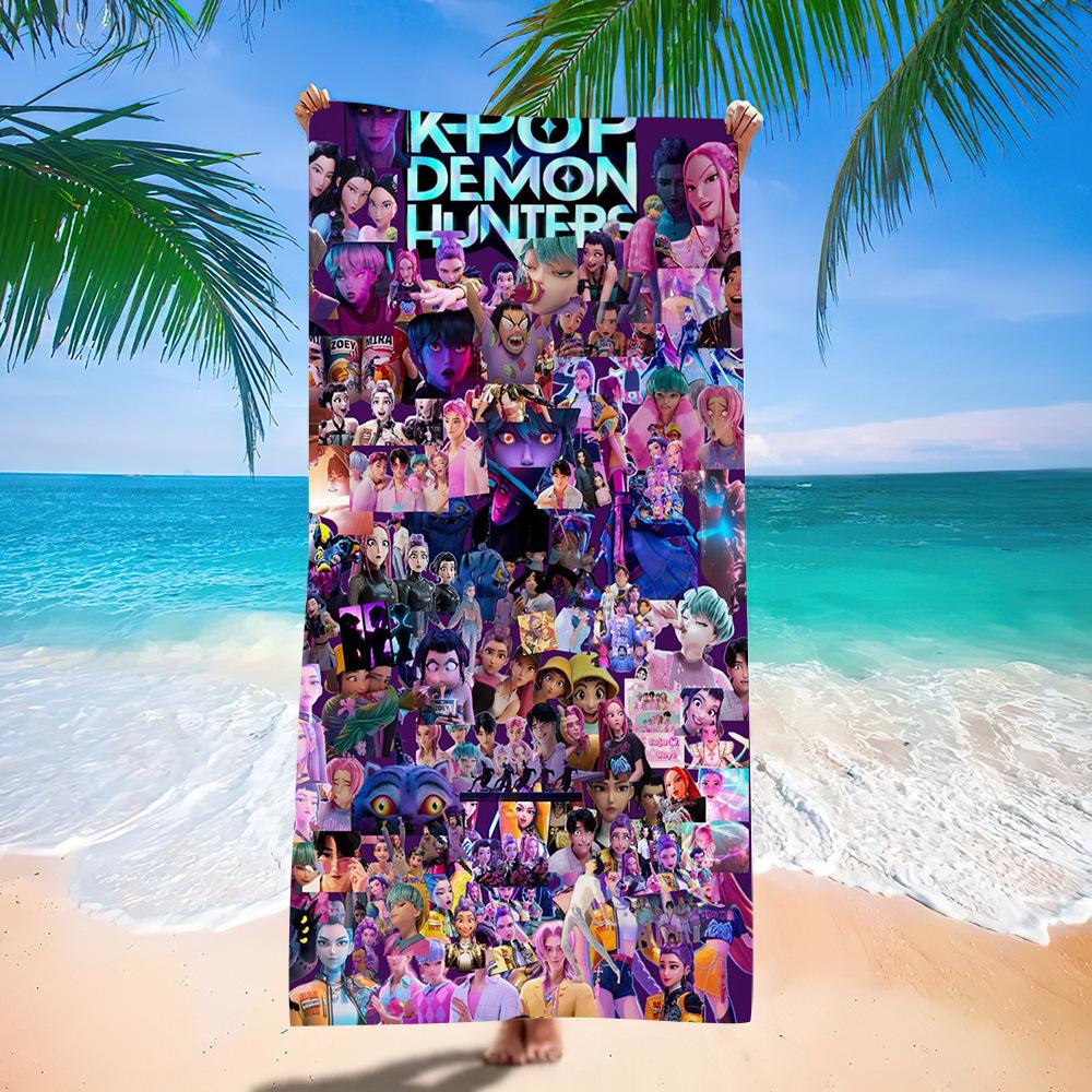 Trend Character Digital Print Double Sided Flannel Microfiber Beach Towel Quick Dry Absorbent Bath Towel