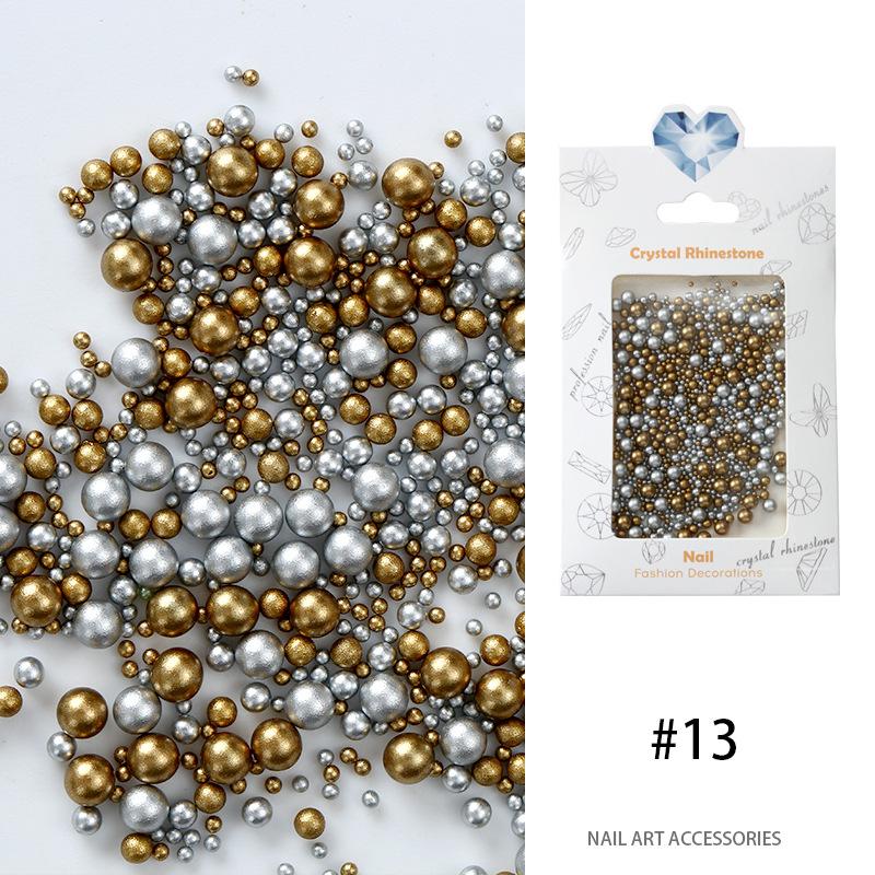 Pearl Nail Art Highlight Pearl 1.5Mm-4Mm Round Pearl Mixed Japanese Matte Gold Matte Silver Jewelry