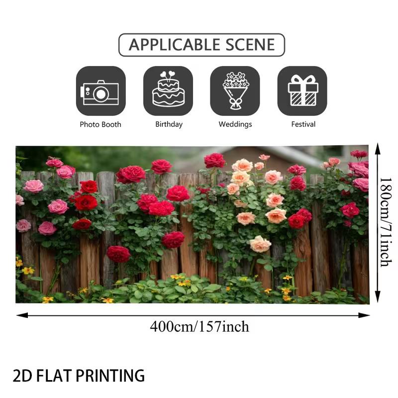 

2D Rose Fence Backdrop Romantic Garden Style Photoshoot Background 47.2x31.5inch/120*80cm